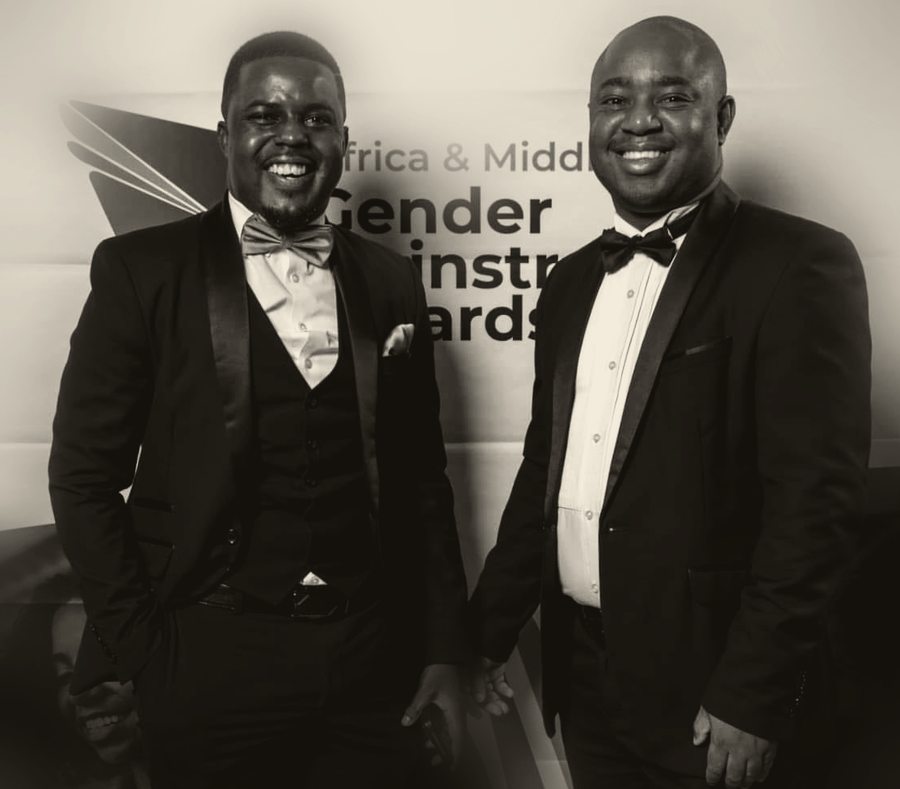 Frank Tsuro and Andrew Tsuro, photographed together at an awards evening.